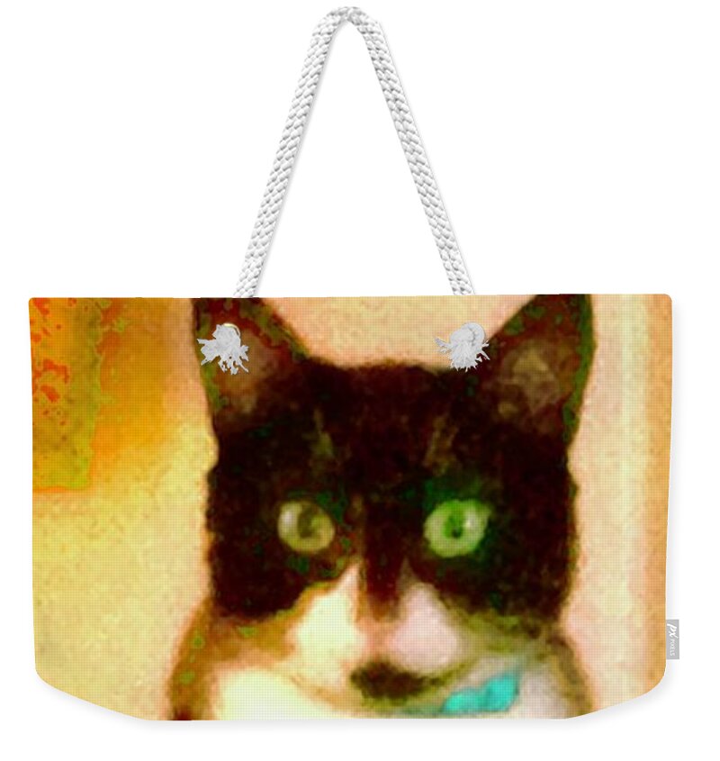 Tuxedo Cat Weekender Tote Bag featuring the photograph Tuxedo Cat by Debra Grace Addison