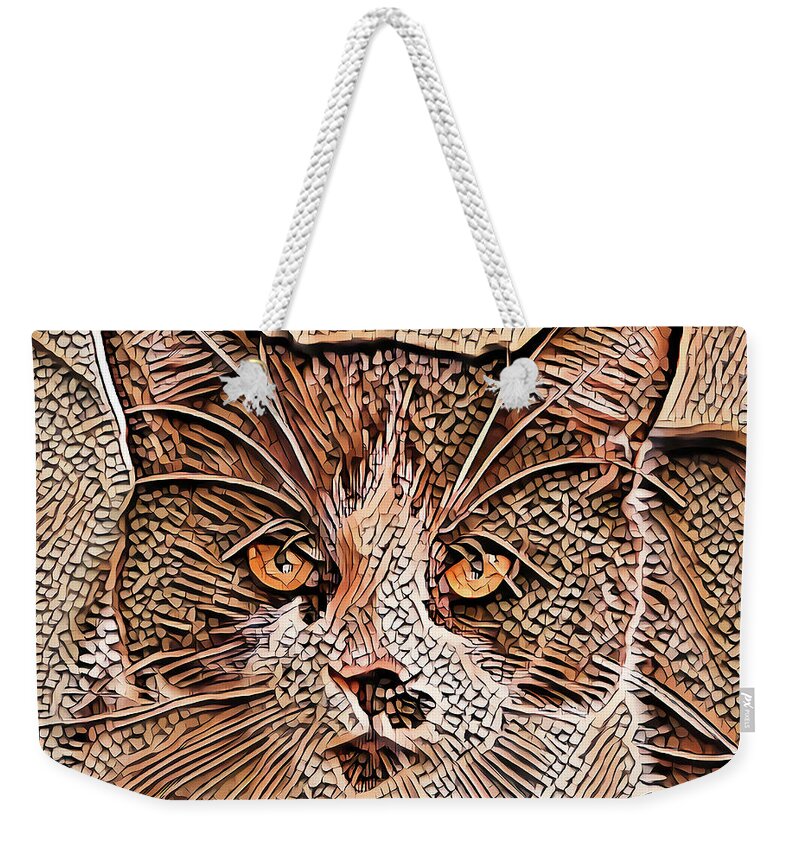 Kitten Weekender Tote Bag featuring the digital art Tuxedo Cat by Don Northup