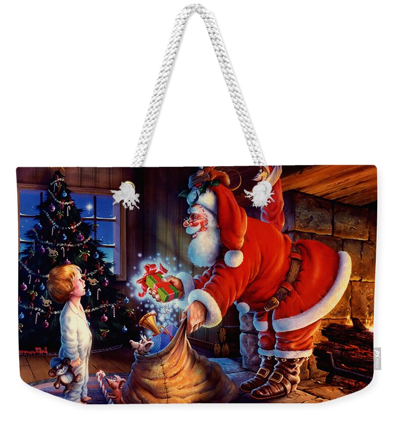 Michael Humphries Weekender Tote Bag featuring the painting 'Twas the Night Before Christmas by Michael Humphries