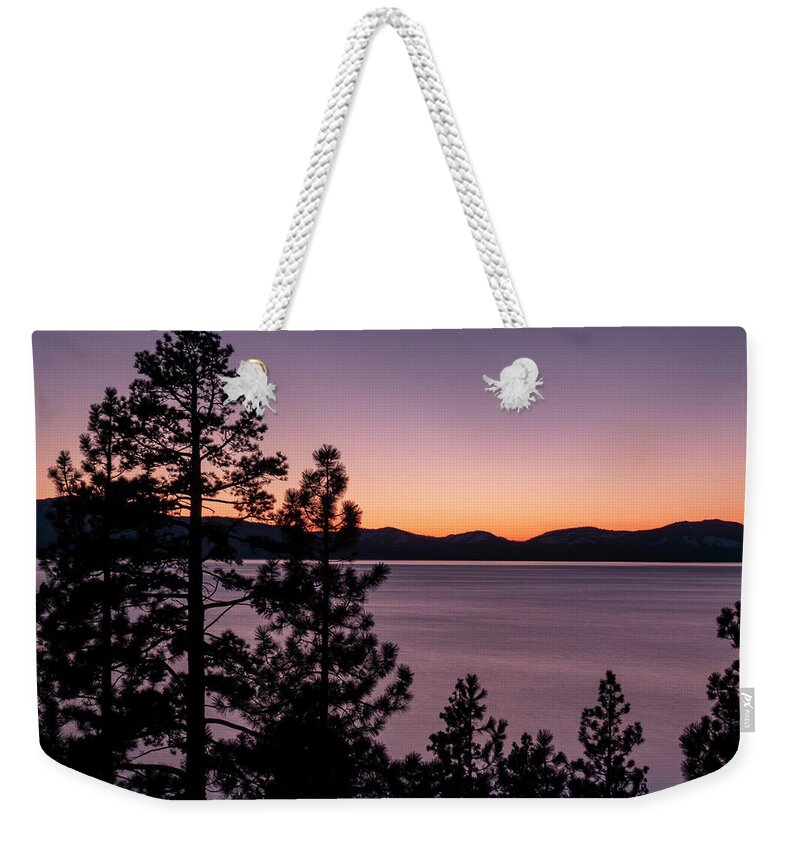 Lake Tahoe Weekender Tote Bag featuring the photograph Twilight at Lake Tahoe by Christopher Johnson