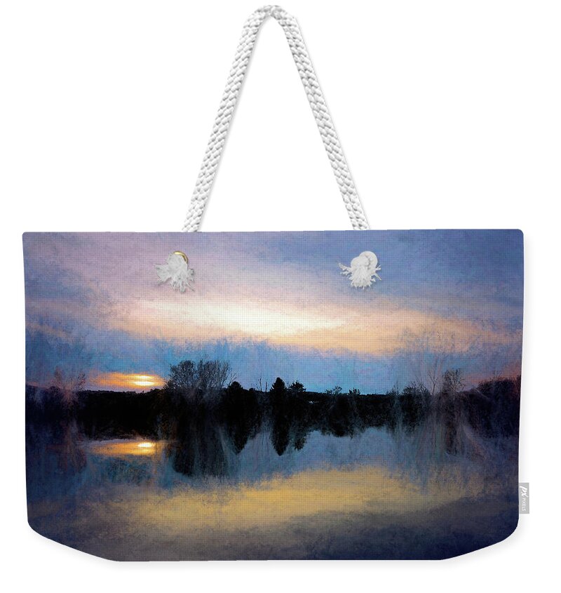 Sunset Weekender Tote Bag featuring the digital art Twilight Blue by Susan Hope Finley