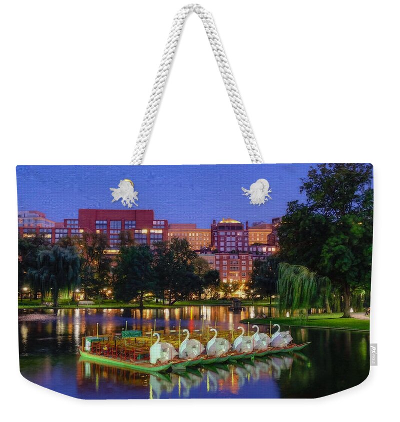 Swan Boats Weekender Tote Bag featuring the photograph Twilight Falls on Boston Common by Kate Hannon