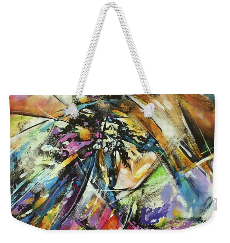 Abstract Weekender Tote Bag featuring the painting Twist by Michael Lang
