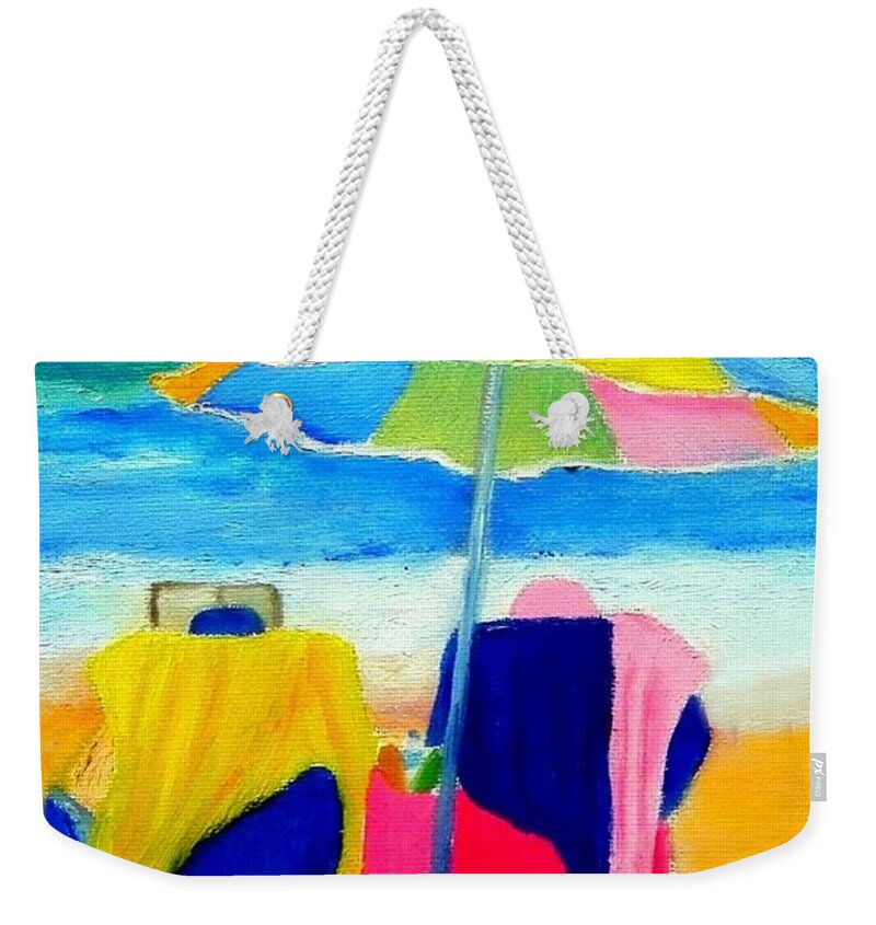 Art Weekender Tote Bag featuring the painting Two Friends Beaching by Shelia Kempf