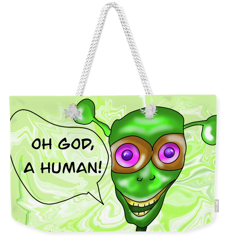 Ufo Male Weekender Tote Bag featuring the painting UFO Male by Patricia Piotrak