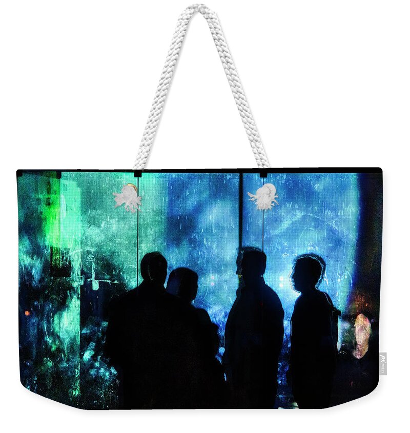 The Plot Weekender Tote Bag featuring the photograph A conspiracy in the blue by Micah Offman