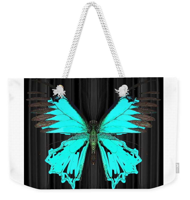 Modern Abstract Art Weekender Tote Bag featuring the drawing Ulysses black bkgd 1 by Joan Stratton