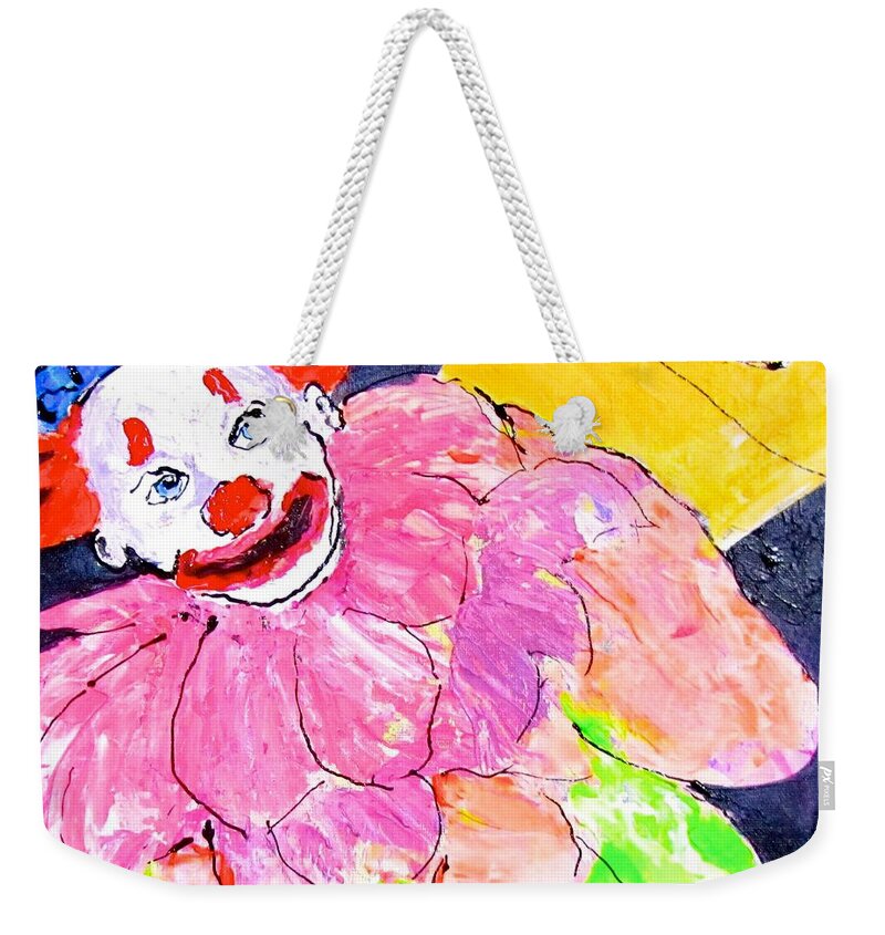 Clown Weekender Tote Bag featuring the painting Under the Big Top by Barbara O'Toole