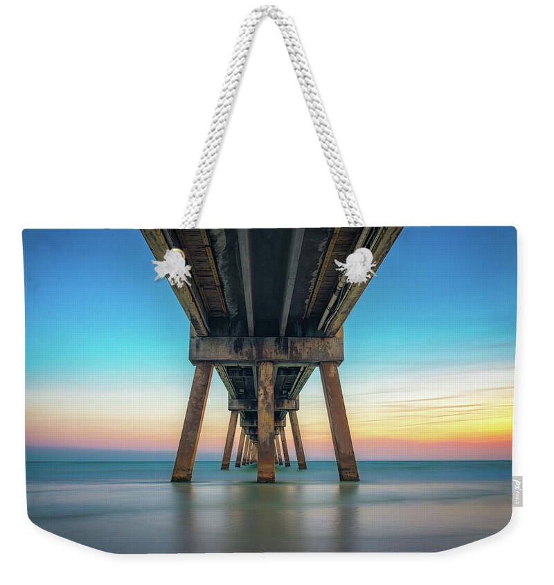 Pier Weekender Tote Bag featuring the photograph Under the Pier by Mike Whalen