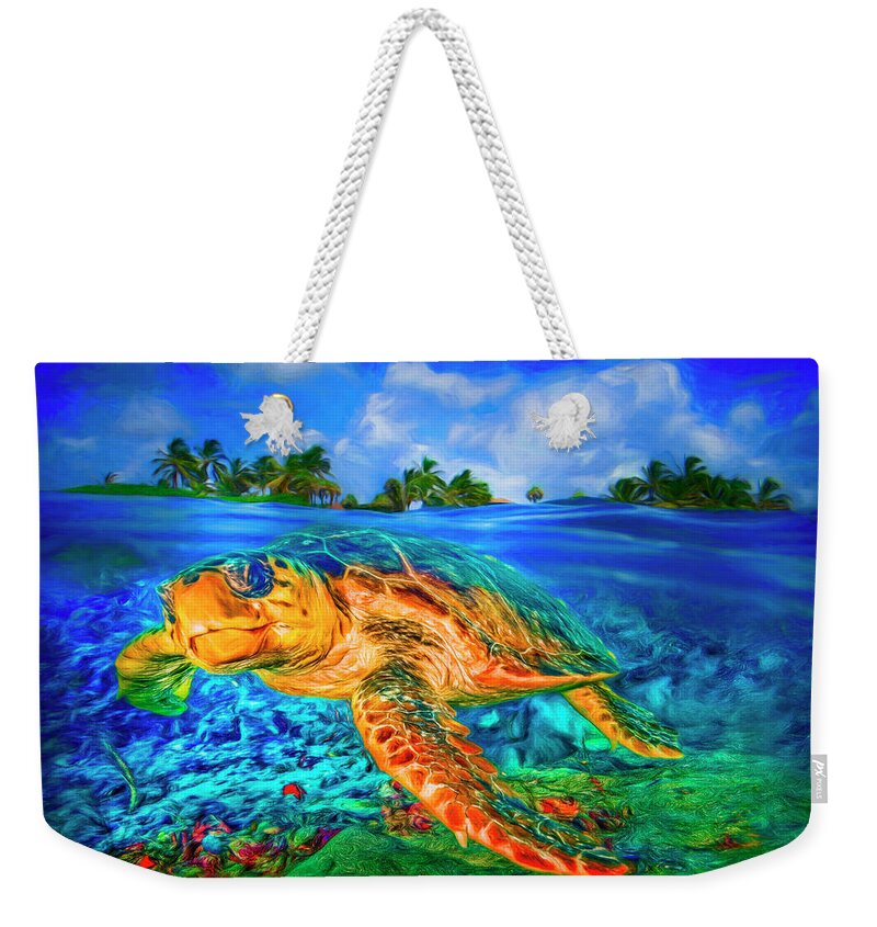 Clouds Weekender Tote Bag featuring the photograph Under the Waves Painting by Debra and Dave Vanderlaan