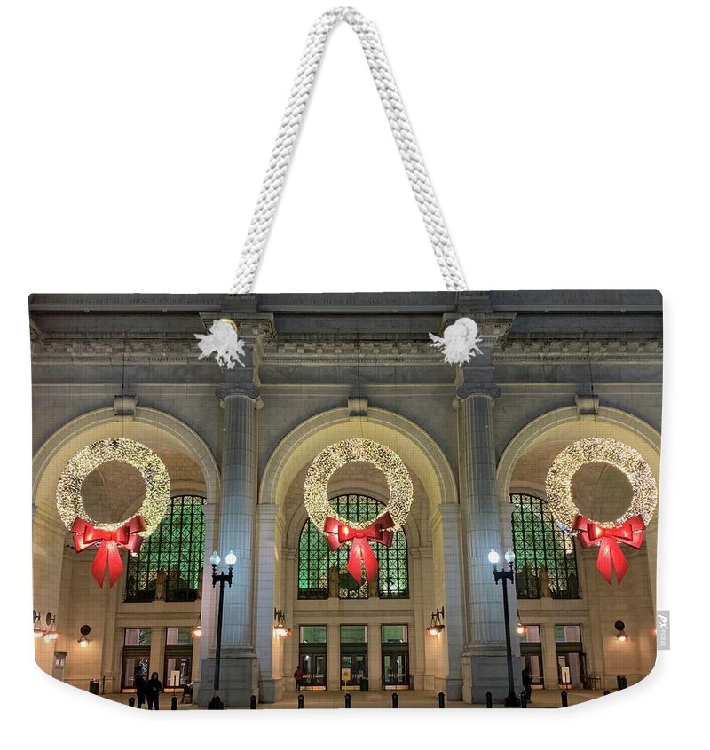 Union Station Weekender Tote Bag featuring the photograph Union Station Holiday by Lora J Wilson