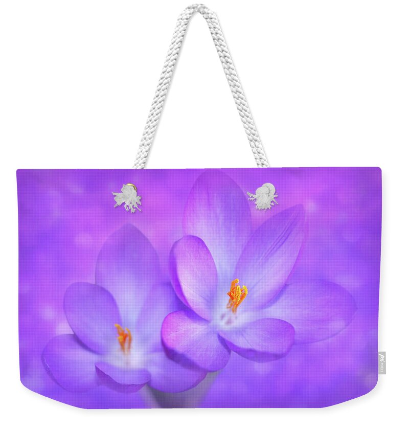 Purple Weekender Tote Bag featuring the photograph Unison by Iryna Goodall