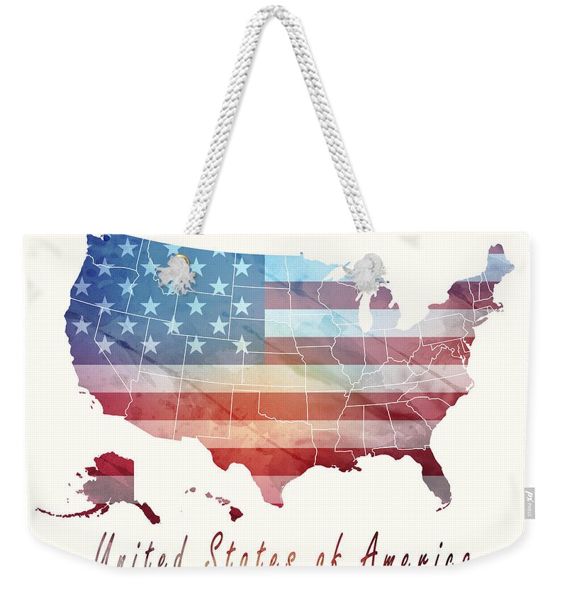 Art & Collectibles Weekender Tote Bag featuring the glass art United States of America Map Style 3 by Greg Edwards