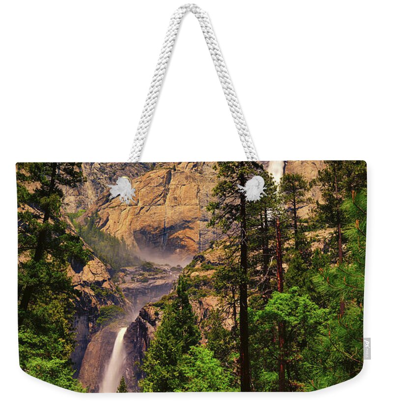 Yosemite National Park Weekender Tote Bag featuring the photograph Upper and Lower Yosemite Falls by Greg Norrell
