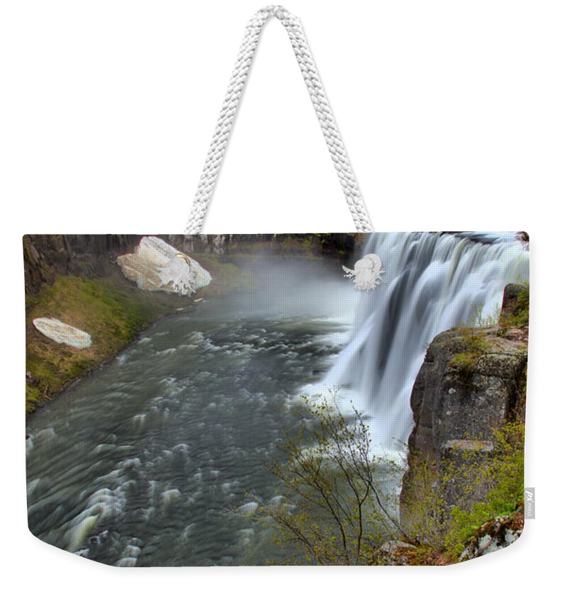 Mesa Falls Weekender Tote Bag featuring the photograph Upper Mesa Falls Portrait by Adam Jewell