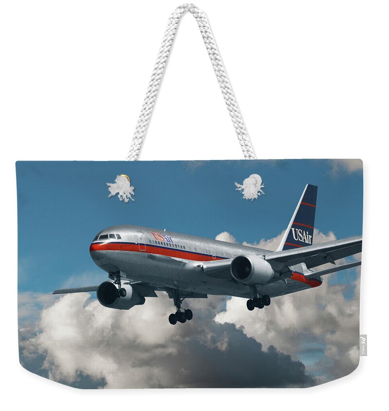 Us Air Weekender Tote Bag featuring the photograph US Air Boeing 767-200 by Erik Simonsen