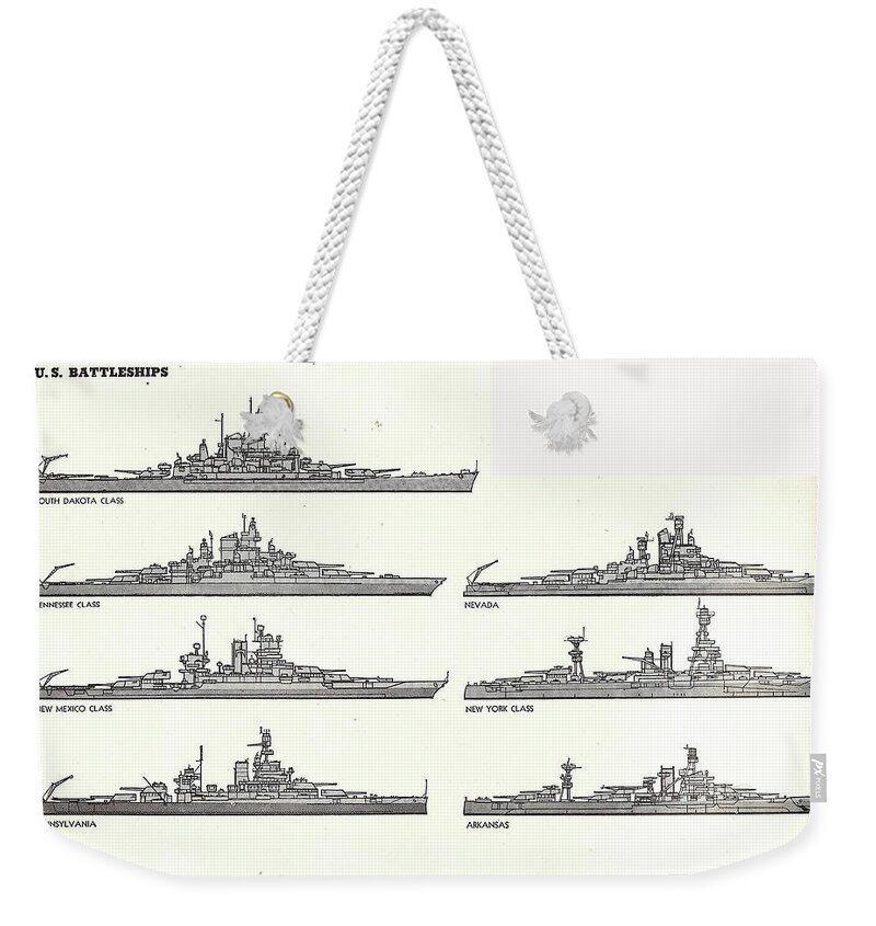 United Weekender Tote Bag featuring the photograph US Navy Battleships of World War II by Steve Estvanik