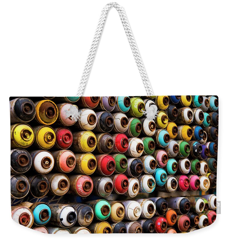 Used Spray Paint Cans Weekender Tote Bag by Rae Tucker - Pixels