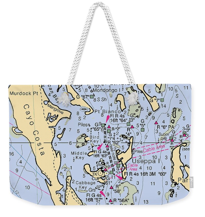 Noaa Weekender Tote Bag featuring the digital art Useppa,Cabbage Key,Cayo Costa Nautical chart by Nautical Chartworks