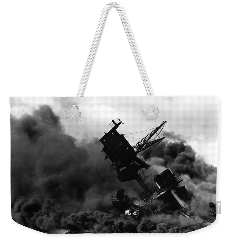 Pearl Harbor Weekender Tote Bag featuring the painting USS Arizona by American School
