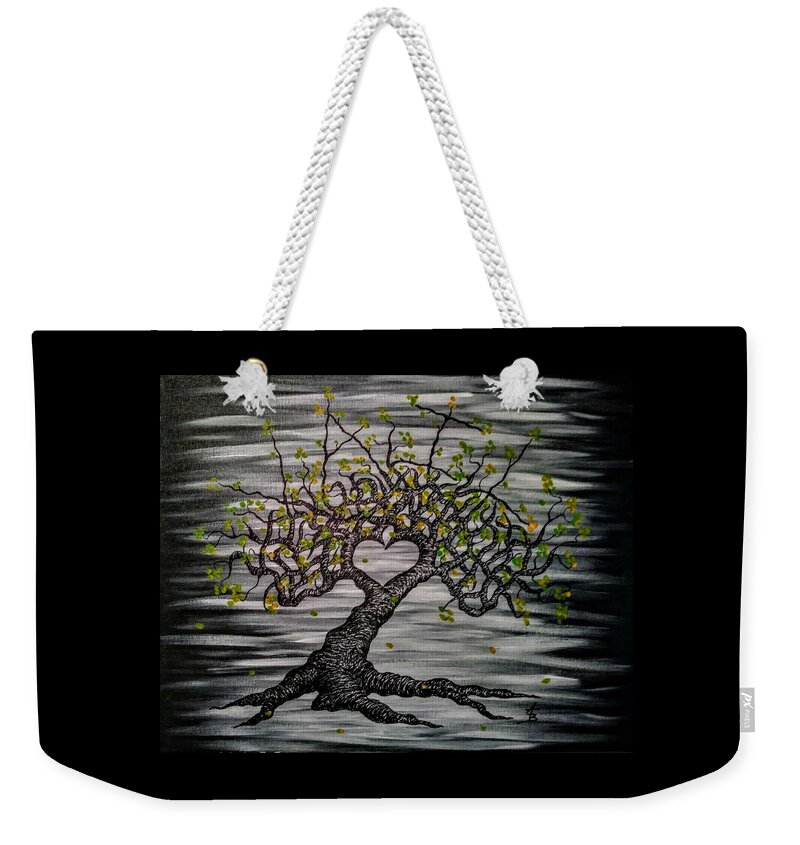 Vail Weekender Tote Bag featuring the drawing Vail- fall foliage- Love Tree by Aaron Bombalicki