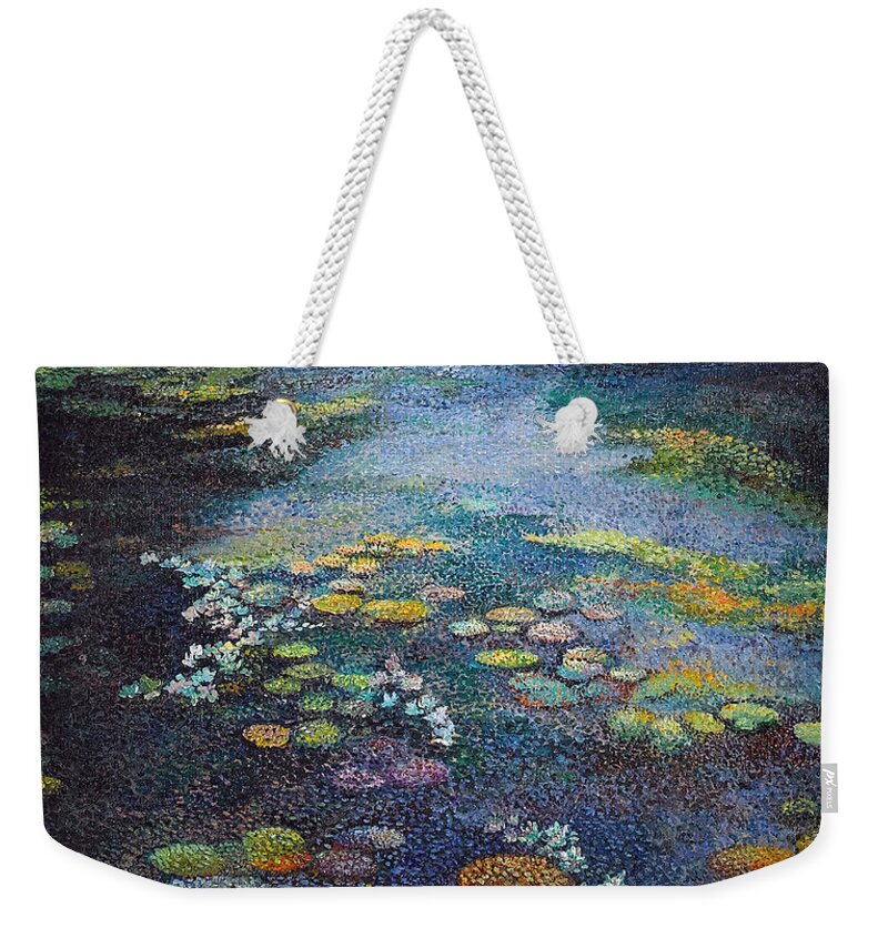  Weekender Tote Bag featuring the painting Vancouver's Water Lily Pond, an Inspiration by Rita Hoffman Shulak