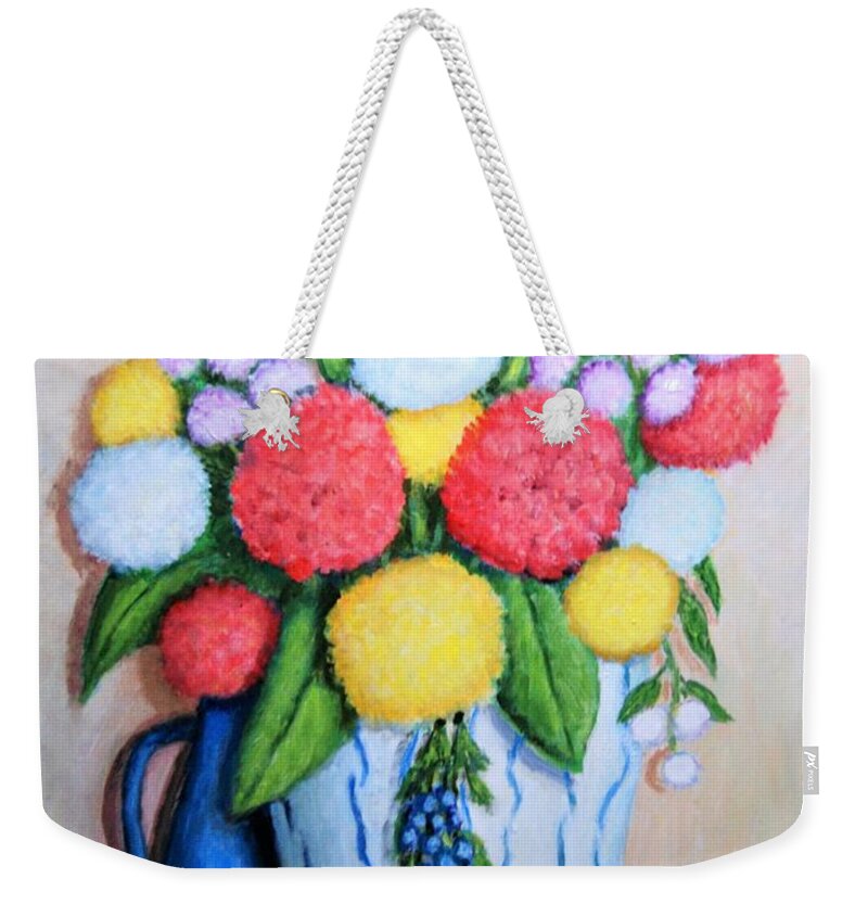 Still Life Weekender Tote Bag featuring the painting Vase Of Flowers by Gregory Dorosh