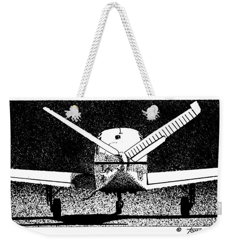 Vee Tail Weekender Tote Bag featuring the drawing Vee Tail by Bill Tomsa
