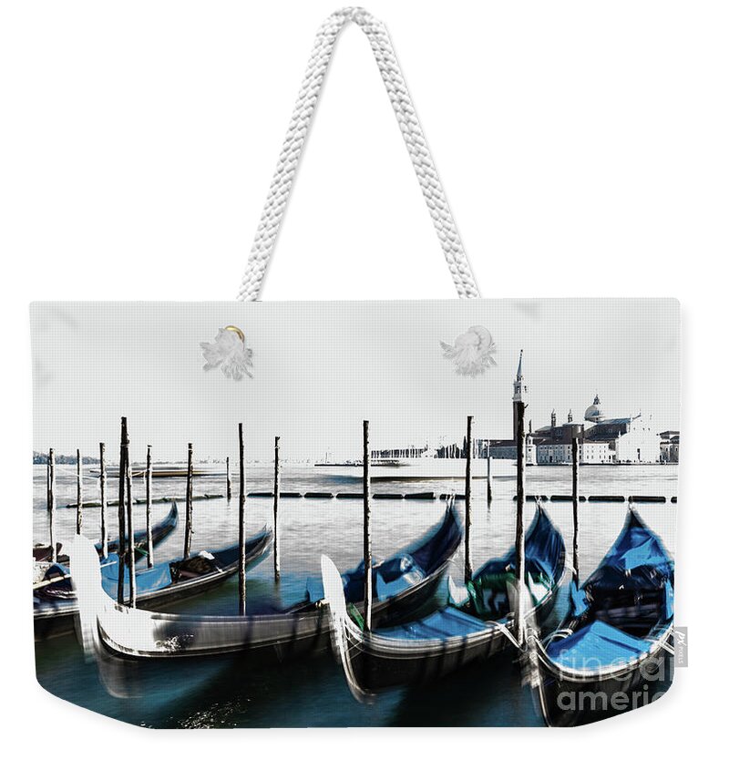 Gondola Weekender Tote Bag featuring the photograph Venezia high-key, Italy by Lyl Dil Creations