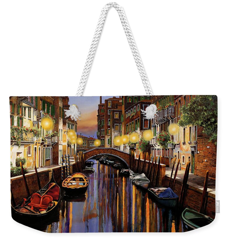 Venice Weekender Tote Bag featuring the painting Venice at Dusk by Guido Borelli