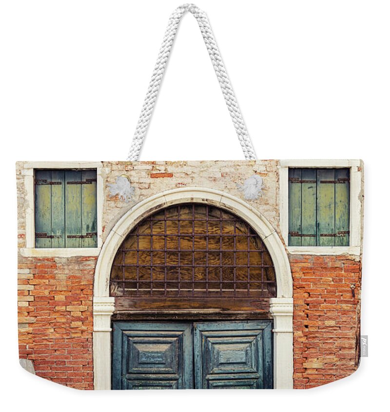 Venice Weekender Tote Bag featuring the photograph Venice Italy Doors #1 by Melanie Alexandra Price