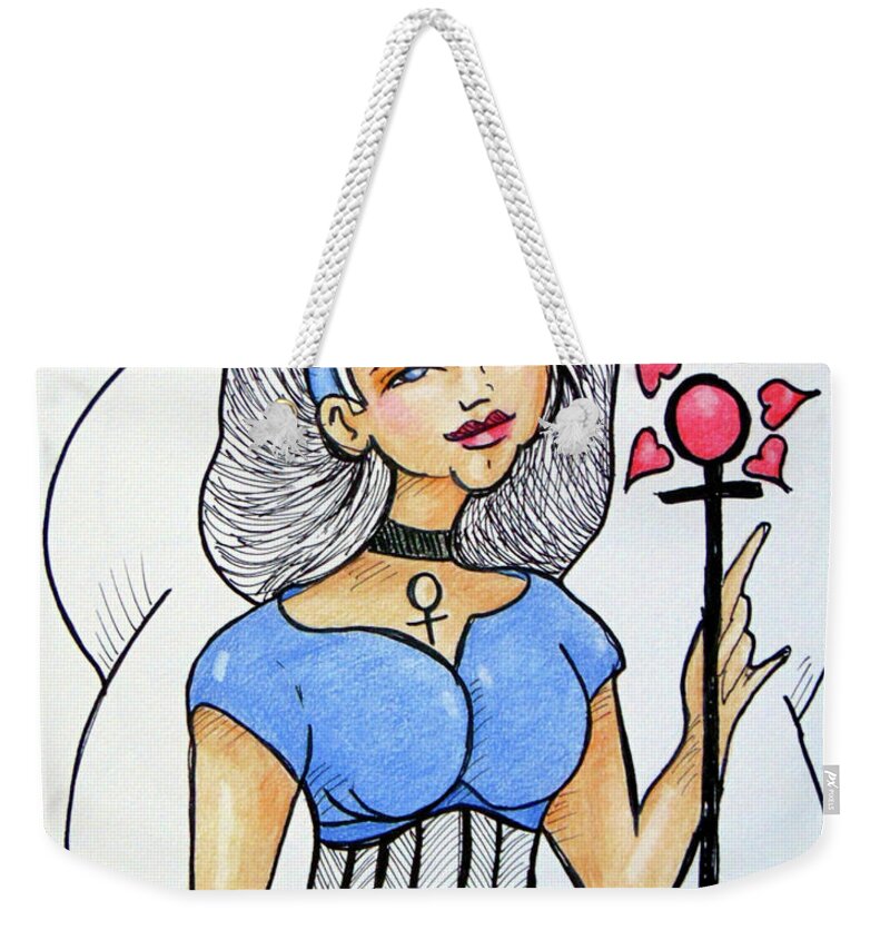 Venus Weekender Tote Bag featuring the drawing Venus by Loretta Nash