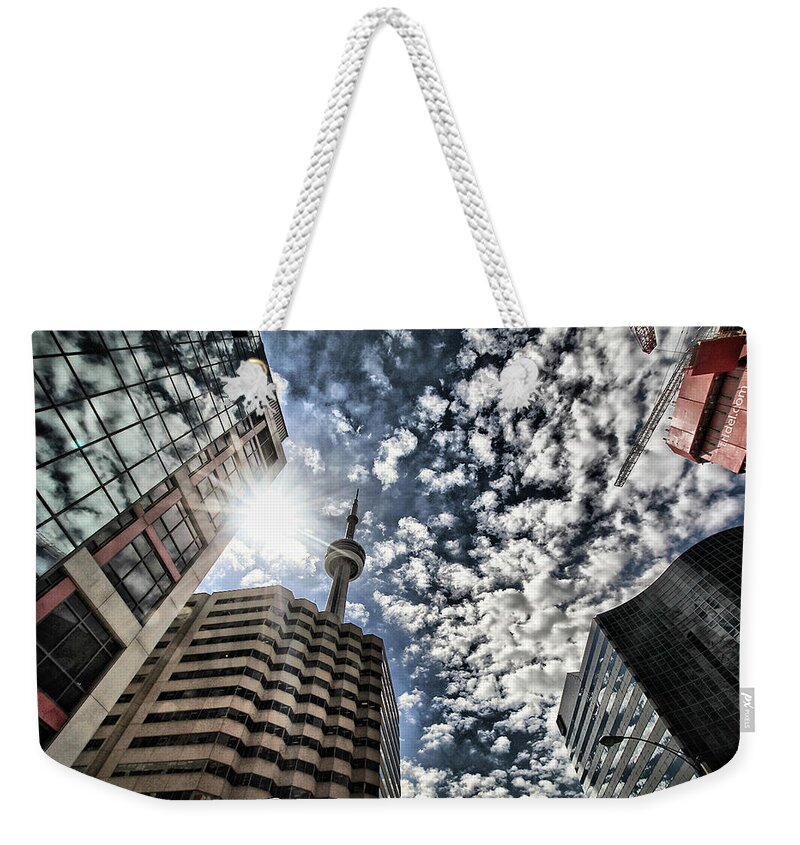 Toronto Weekender Tote Bag featuring the photograph Vertical City View Of Toronto, Canada by L. Toshio Kishiyama