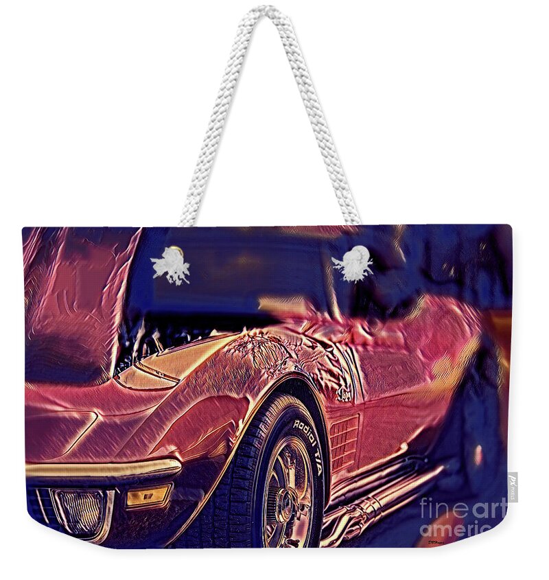 Cars Weekender Tote Bag featuring the mixed media Vette Artistry by DB Hayes