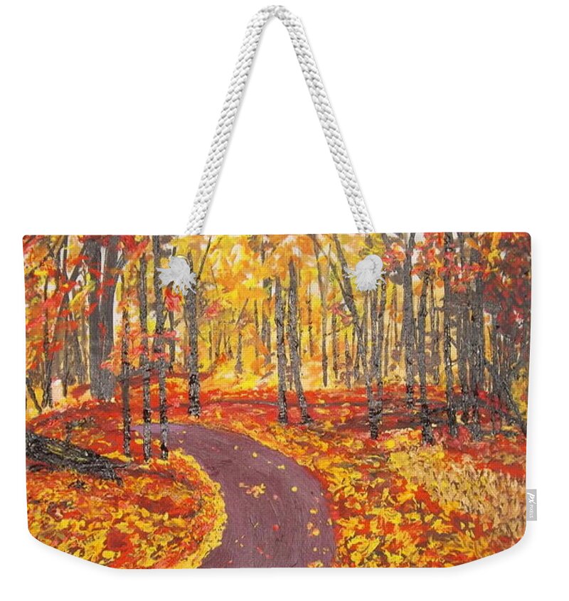 Acrylic Painting Weekender Tote Bag featuring the painting Vibrant Autumn by Denise Morgan