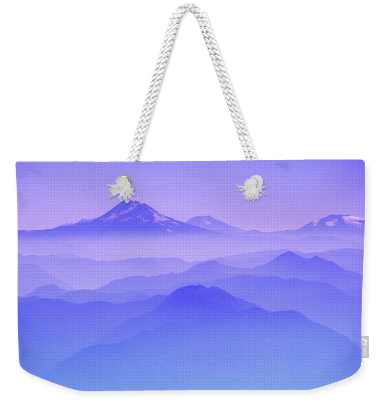 Tranquility Weekender Tote Bag featuring the photograph View From Volcano Villarrica Chile by Lucidio Studio, Inc.