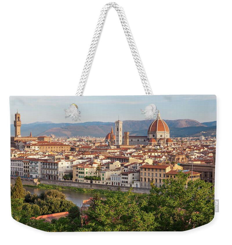 Treetop Weekender Tote Bag featuring the photograph View Of Florence, Tuscany, Italy by Peter Adams