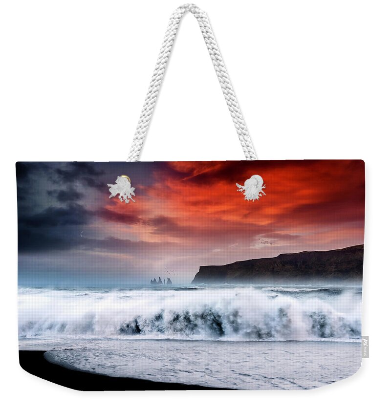 Sunset Weekender Tote Bag featuring the photograph Vik at Sunset by Philippe Sainte-Laudy