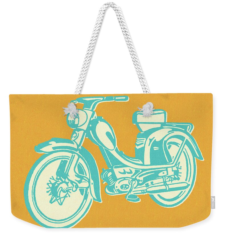 Bike Weekender Tote Bag featuring the drawing Vintage Moped by CSA Images