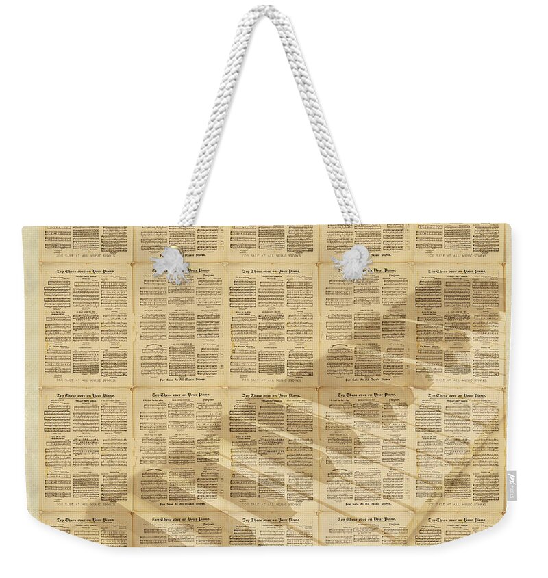 Piano Weekender Tote Bag featuring the photograph Vintage Piano Sheet Music for 1900s Songs by Peggy Collins