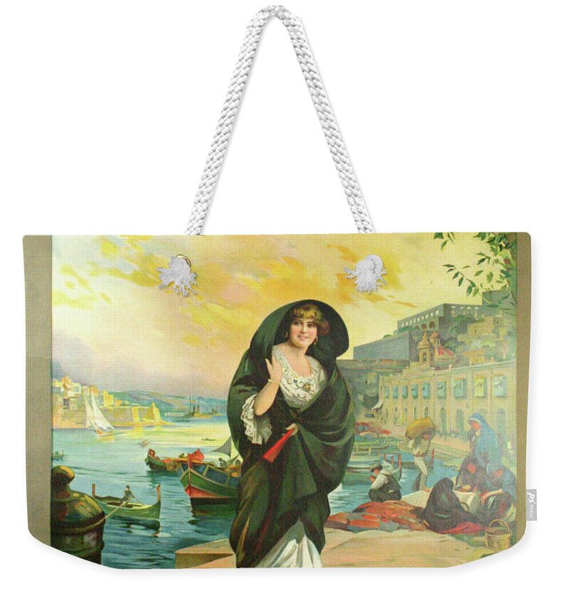 Advertisement Weekender Tote Bag featuring the painting Vintage poster - Malta by Vintage Images