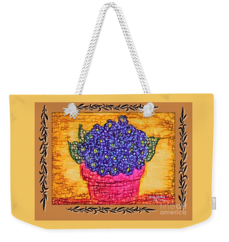 Violets Weekender Tote Bag featuring the mixed media Violets Are Blue by MaryLee Parker