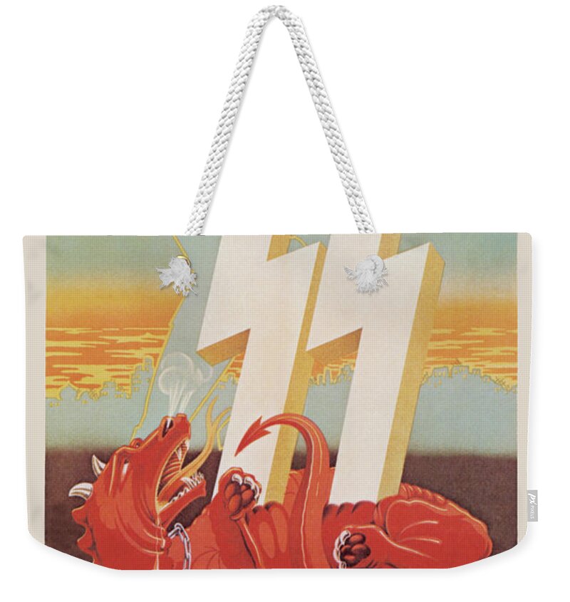 Propaganda Weekender Tote Bag featuring the painting Waffen SS Recruitment by Harald Damsleth