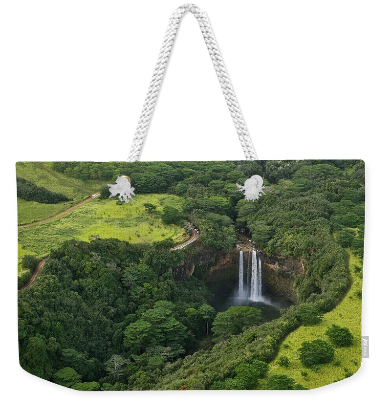Wailua Falls Weekender Tote Bag featuring the photograph Wailua Falls, Kauai, Hawaii by Enrique R. Aguirre Aves