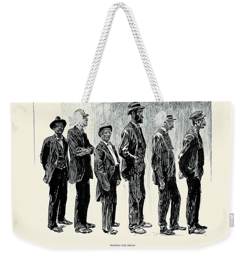 Line Weekender Tote Bag featuring the painting Waiting for Bread by Charles Dana Gibson