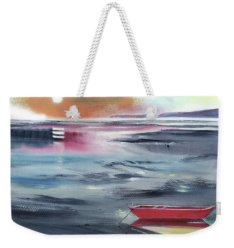 Nature Weekender Tote Bag featuring the painting Waiting For The Tide by Anil Nene
