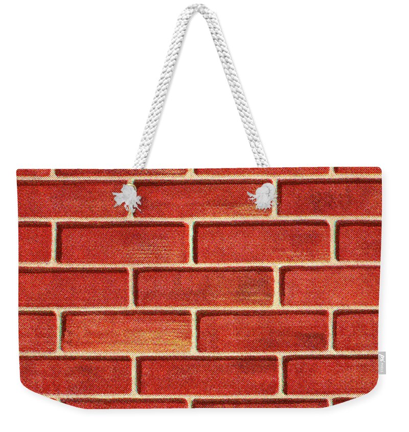 Brick Weekender Tote Bag featuring the drawing Wall of Bricks by CSA Images