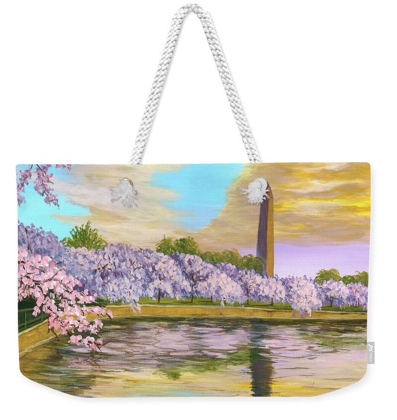 Washington Weekender Tote Bag featuring the painting Washington Monument by Darice Machel McGuire