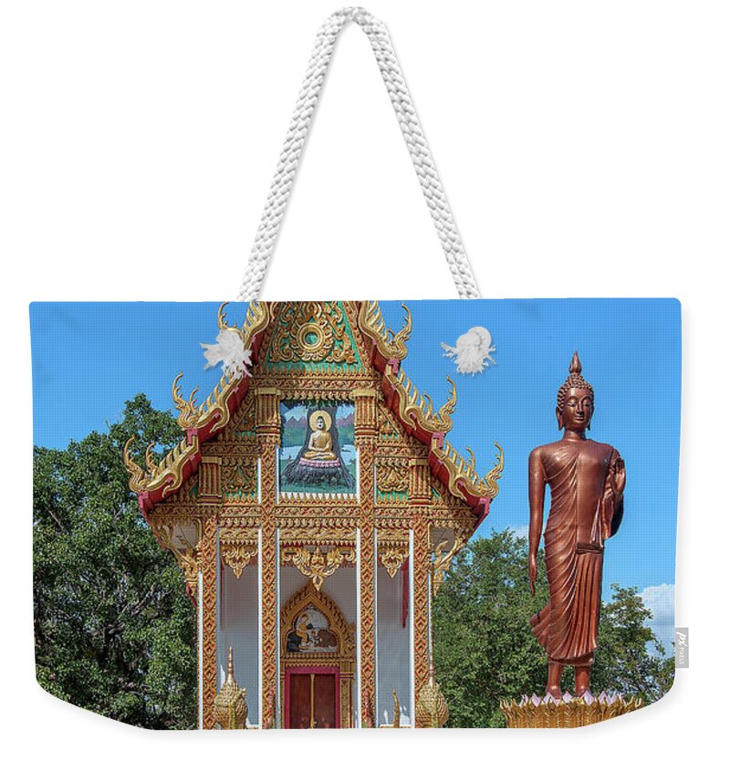Scenic Weekender Tote Bag featuring the photograph Wat Amphawan Phra Ubosot and Standing Buddha Image DTHU0909 by Gerry Gantt