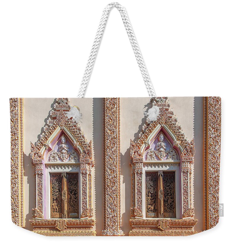 Scenic Weekender Tote Bag featuring the photograph Wat Non Phueng Phra Ubosot Windows DTHSSK0008 by Gerry Gantt
